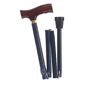 DMI Designer Aluminum Folding Cane, Derby-top Wood Handle, Blue Ice